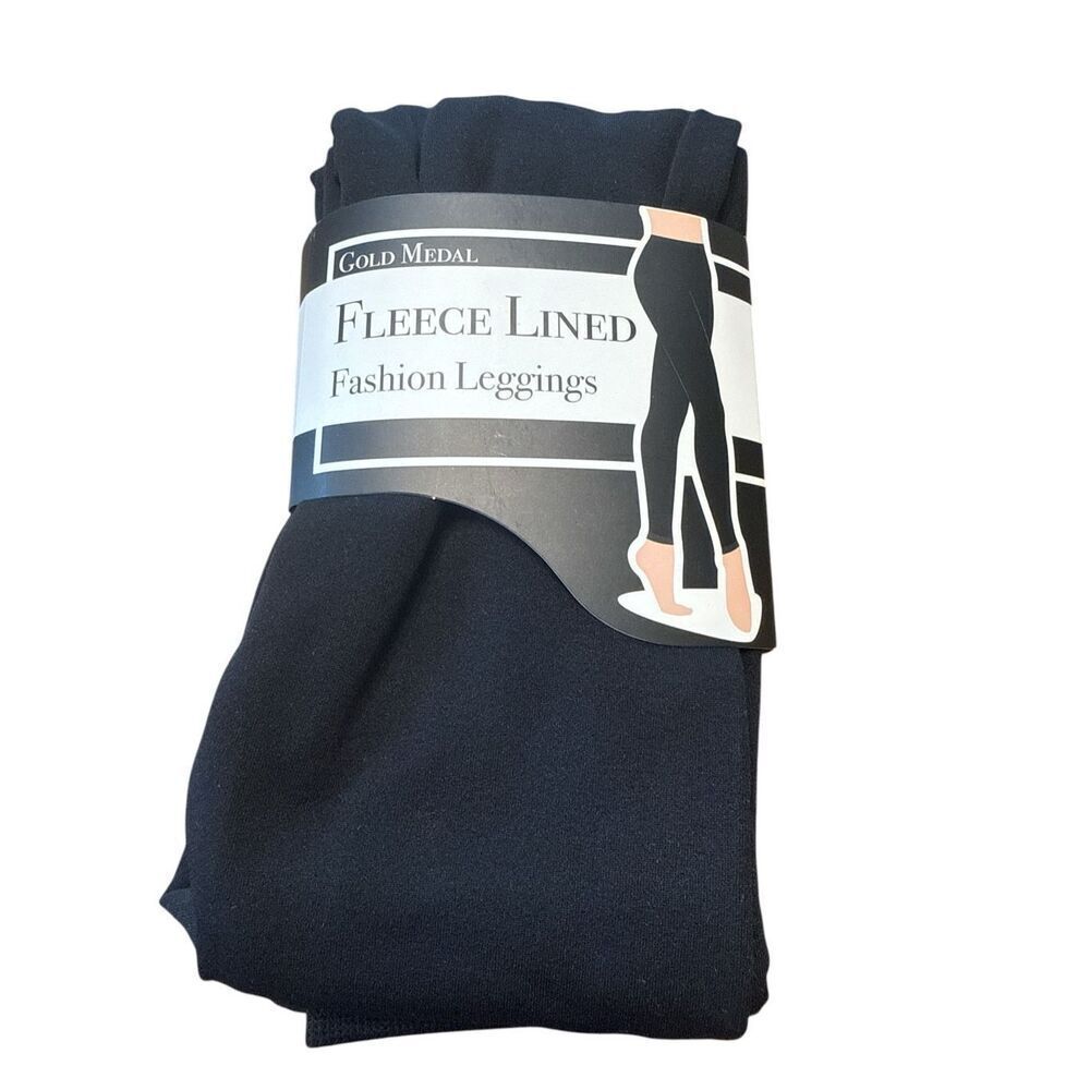 NWT Black Seamless Fleece Lined Fashion Leggings Size S/M